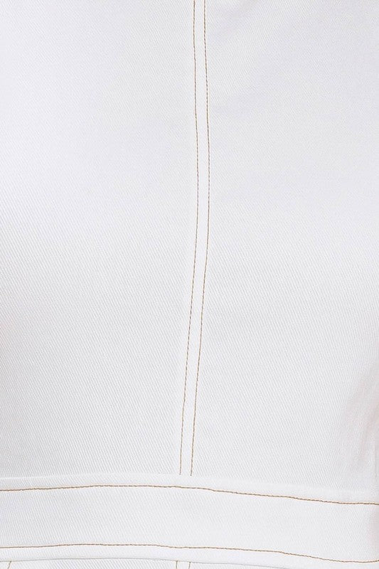 Vestido midi blanco con bolsa lateral