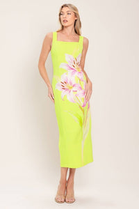 Vestido midi verde estampado