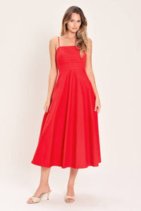 Vestido midi rojo 100% algodón