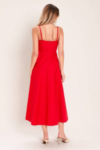 Vestido midi rojo 100% algodón