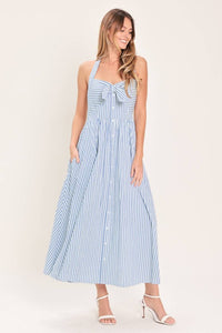 Vestido midi rayado halter