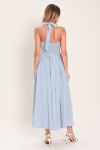 Vestido midi rayado halter