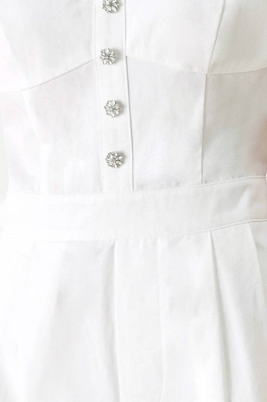 Jumpsuit blanco pierna amplia 100% algodón
