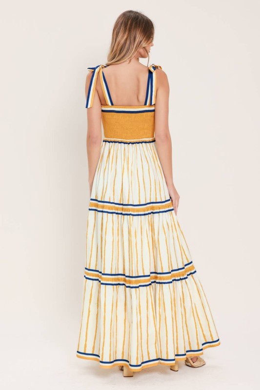 Vestido maxi rayas camel 100% algodón