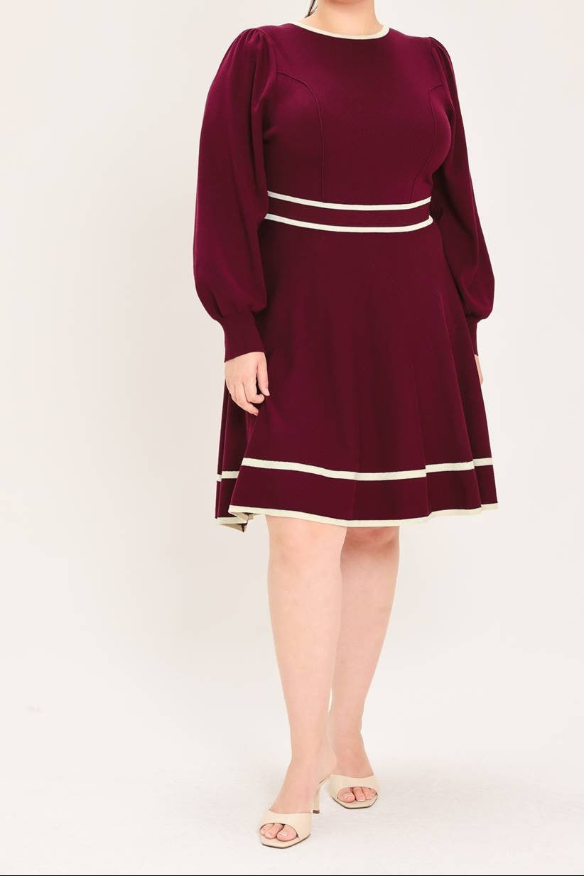 Vestido corto vino Plus