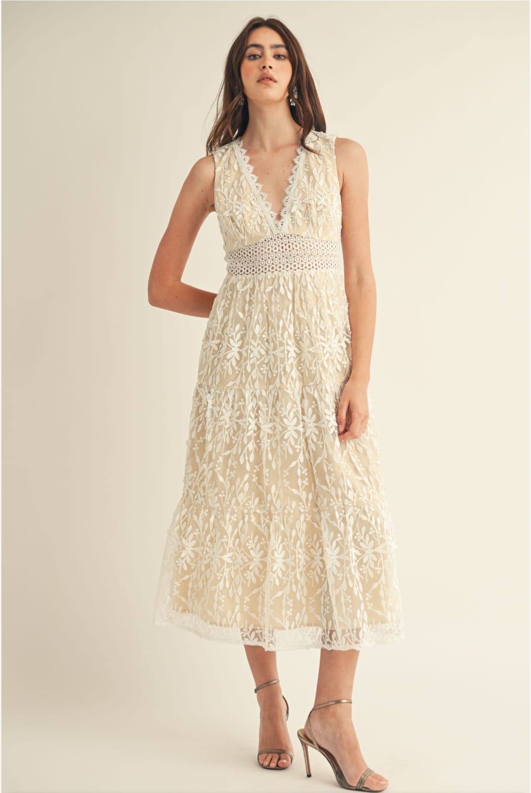 Vestido midi cuello V