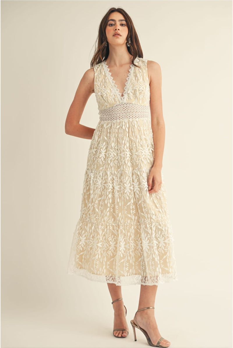 Vestido midi cuello V