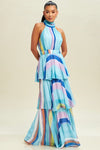 Vestido Maxi cuello halter Azul