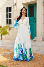 Vestido Maxi blanco con azul