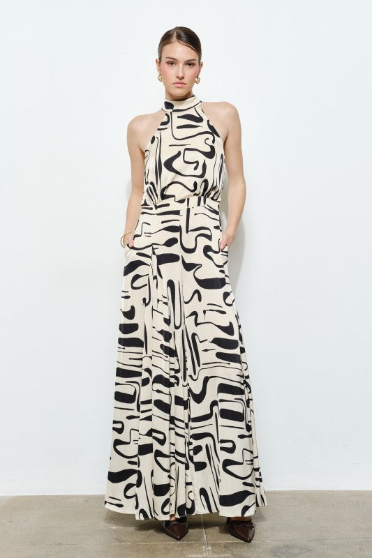 Jumspuit halter ivory-black