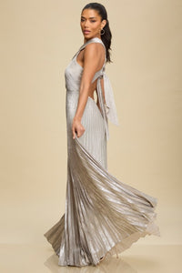 Vestido maxi metálico Silver