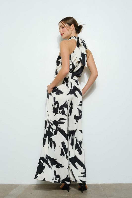 Jumpsuit halter abstracto