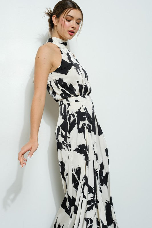Jumpsuit halter abstracto