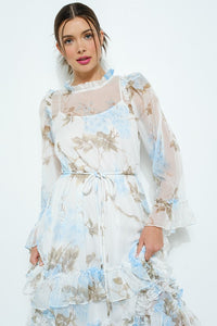 Vestido midi manga larga Chiffon