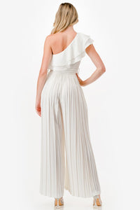 Jumpsuit un hombro plisado BLANCO