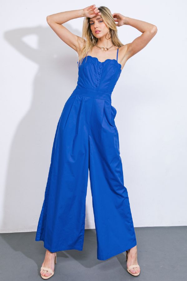 Jumpsuit azul cobalto 100% algodón