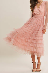 Vestido midi palo rosa