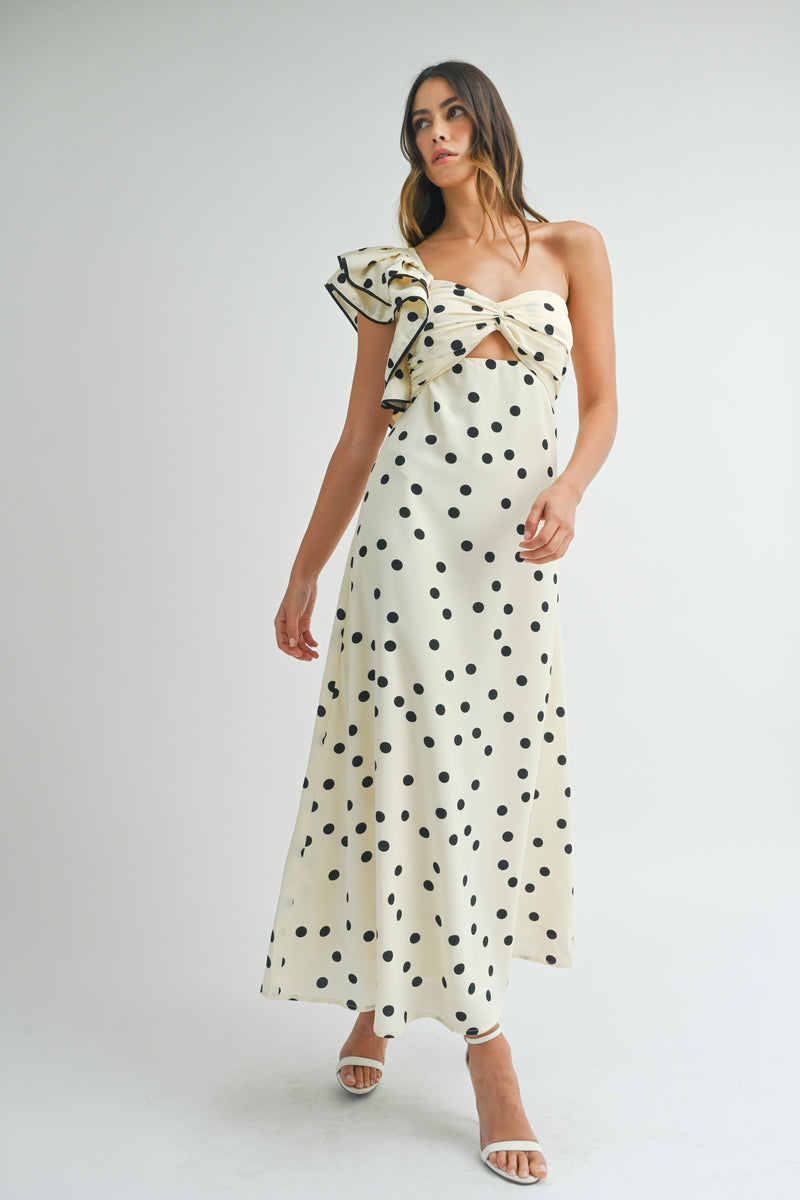 Vestido midi polka dot cream