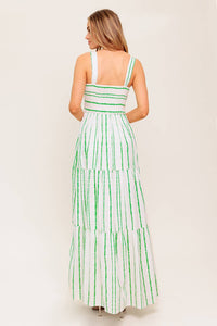 Vestido maxi rayas verde 100% algodón