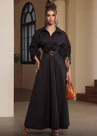 Vestido maxi con cinto Negro