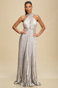 Vestido maxi metálico Silver
