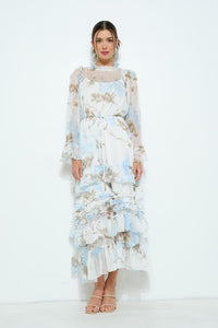 Vestido midi manga larga Chiffon
