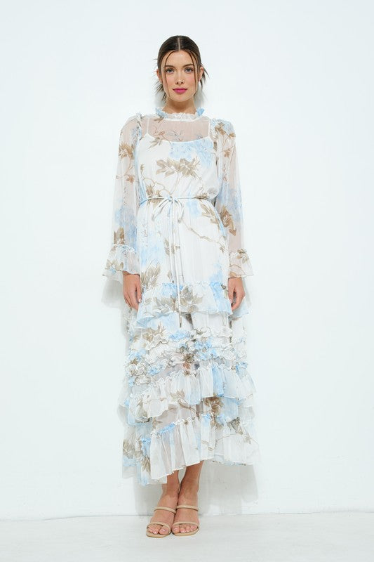 Vestido midi manga larga Chiffon