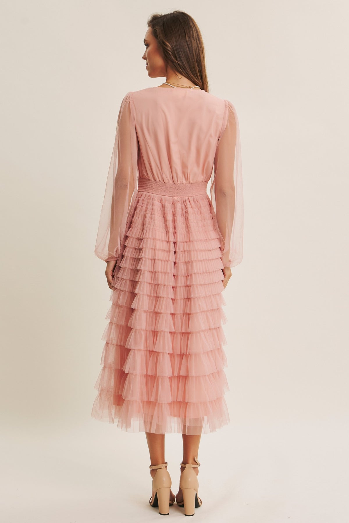 Vestido midi palo rosa