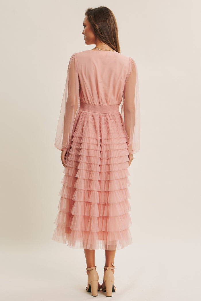 Vestido midi palo rosa