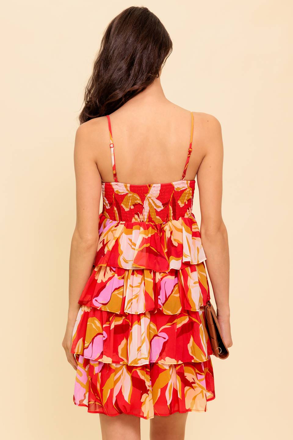 Vestido corto con olanes rojo