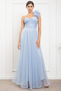 Vestido maxi un hombro ruffled Cielo