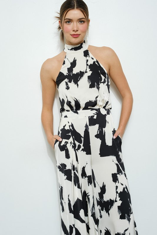 Jumpsuit halter abstracto