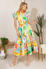 Vestido midi estampado con botones