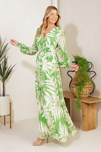 Vestido verde/ivory