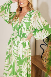 Vestido verde/ivory