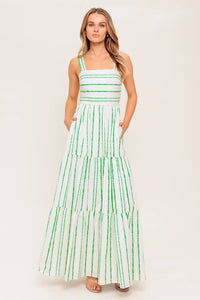 Vestido maxi rayas verde 100% algodón