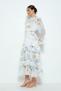 Vestido midi manga larga Chiffon