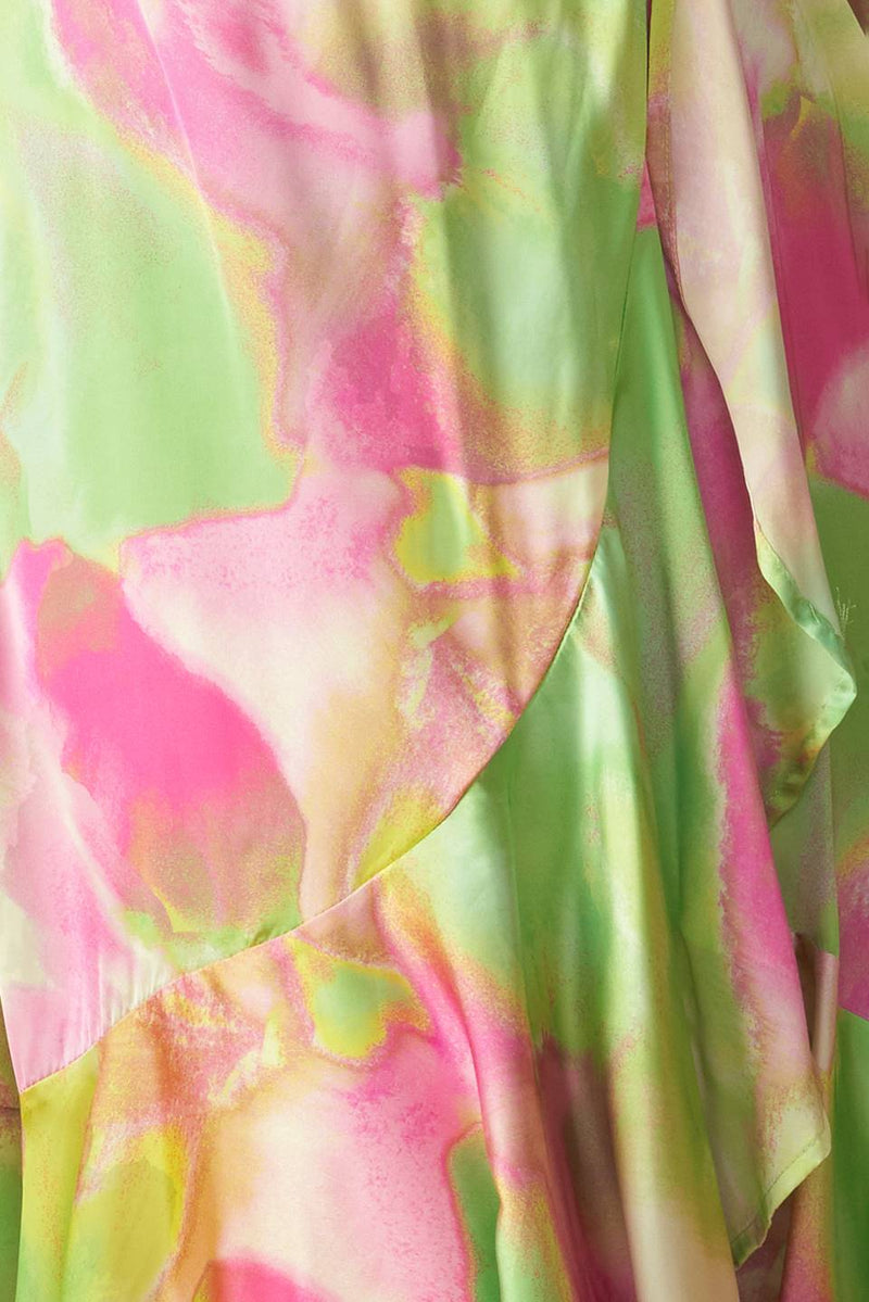 Vestido maxi estampado lima/rosa