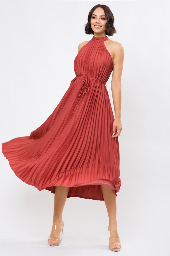 Vestido midi plisado Bossa Nova