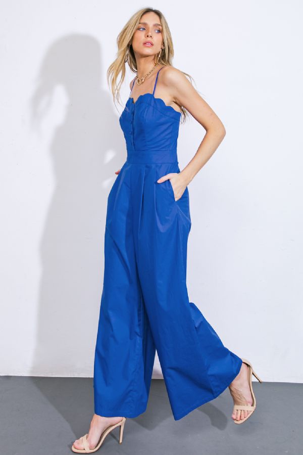 Jumpsuit azul cobalto 100% algodón