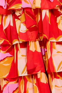 Vestido corto con olanes rojo