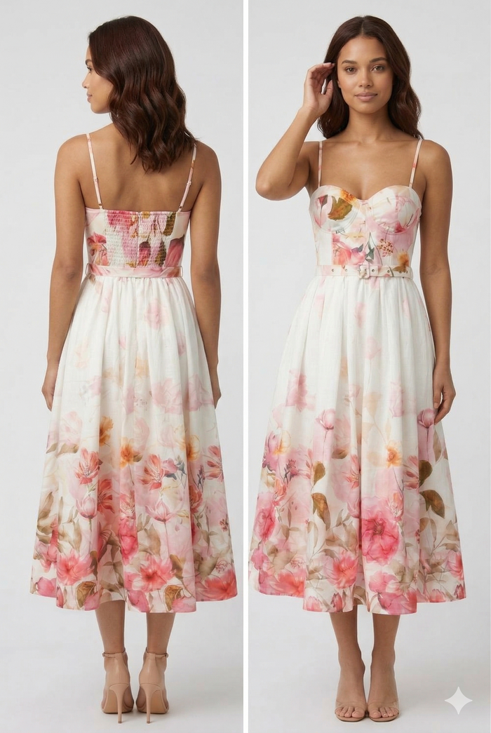 Vestido bustier con cinturón