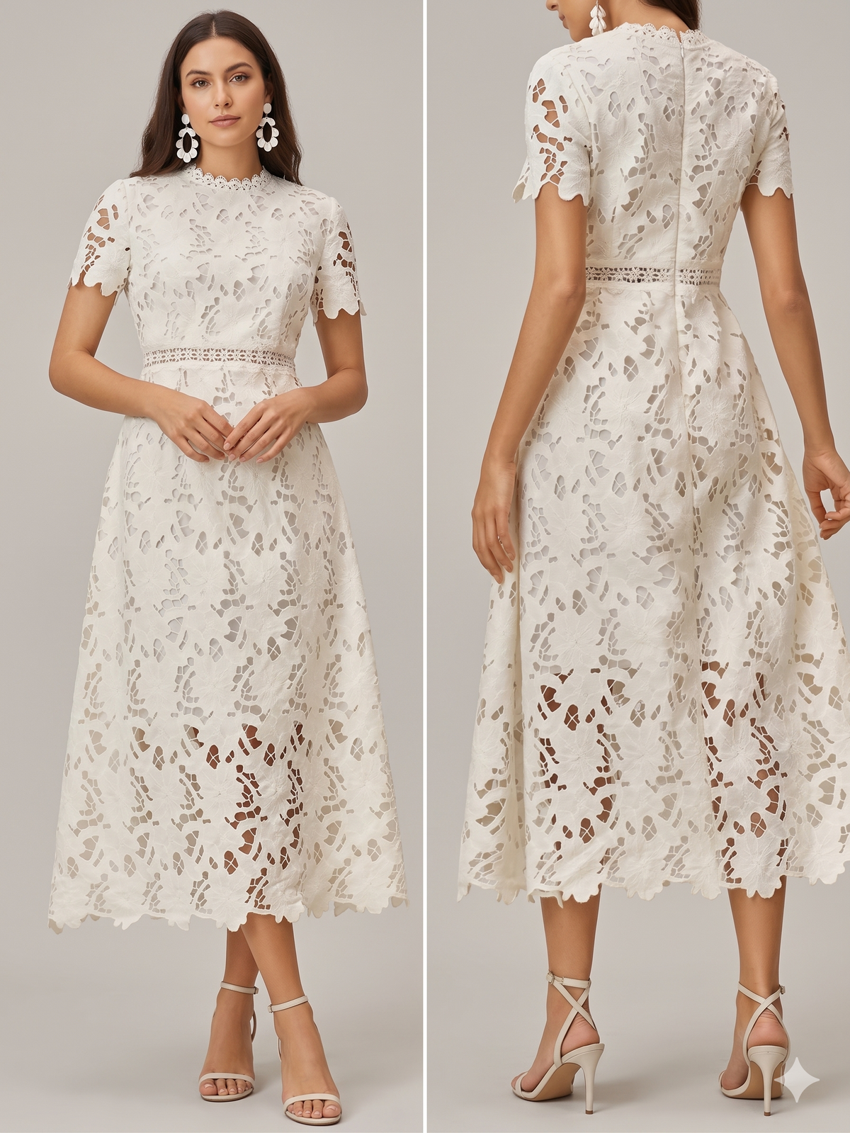 Vestido midi encaje blanco