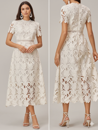 Vestido midi encaje blanco