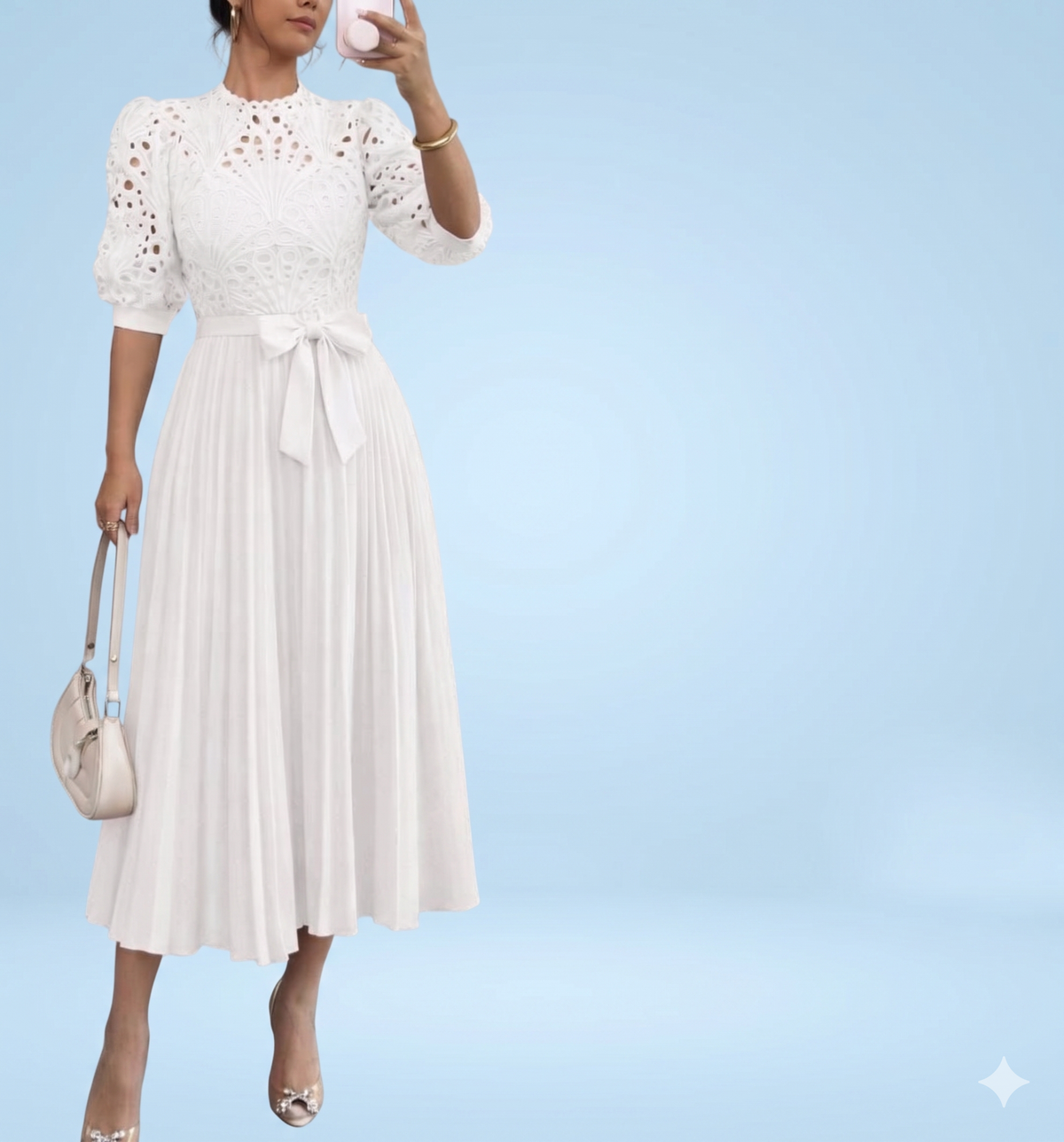 Vestido midi falda plisada