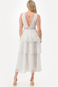 Vestido midi Blanco crochet con capas