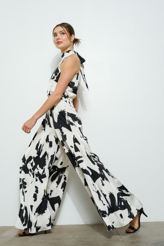 Jumpsuit halter abstracto