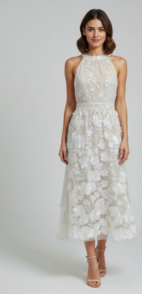 Vestido halter beige bordado