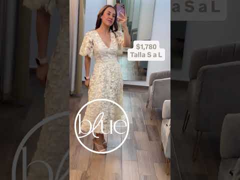 Vestido midi encaje cuello V