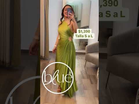 Vestido midi plisado un hombro Verde manzana